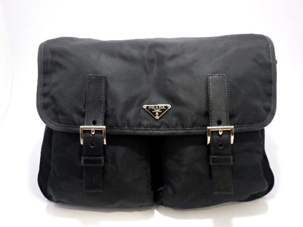 Prada Tessuto Saffiano Leather Shoulder Bag Black